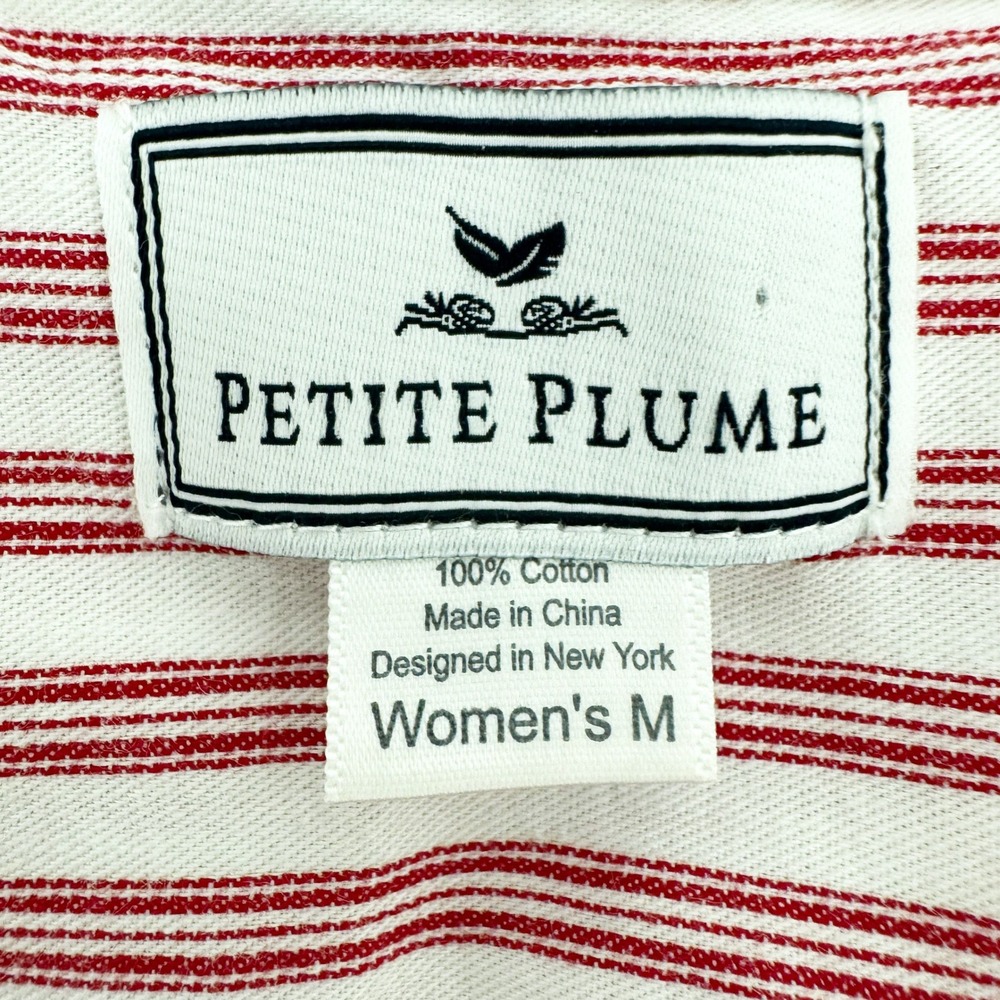 Petite Plume Womens Red White Striped Cotton‎ Pajama Top Button Front Size M - Picture 4 of 7